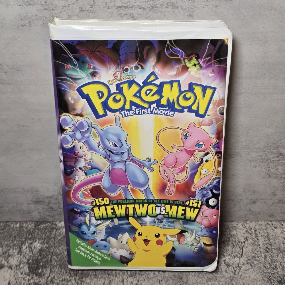 POKEMON The FIRST Movie VHS Mewtwo vs Mew includes Pikachu's Vacation Clamshell